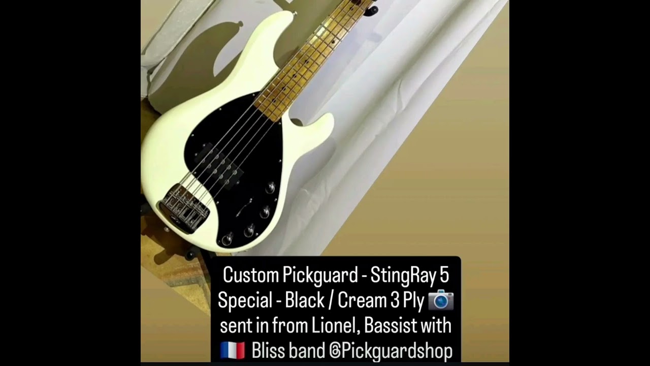 The Pickguard Shop - Custom Pickguard - StingRay 5 Special - Black / Cream 3 Ply 