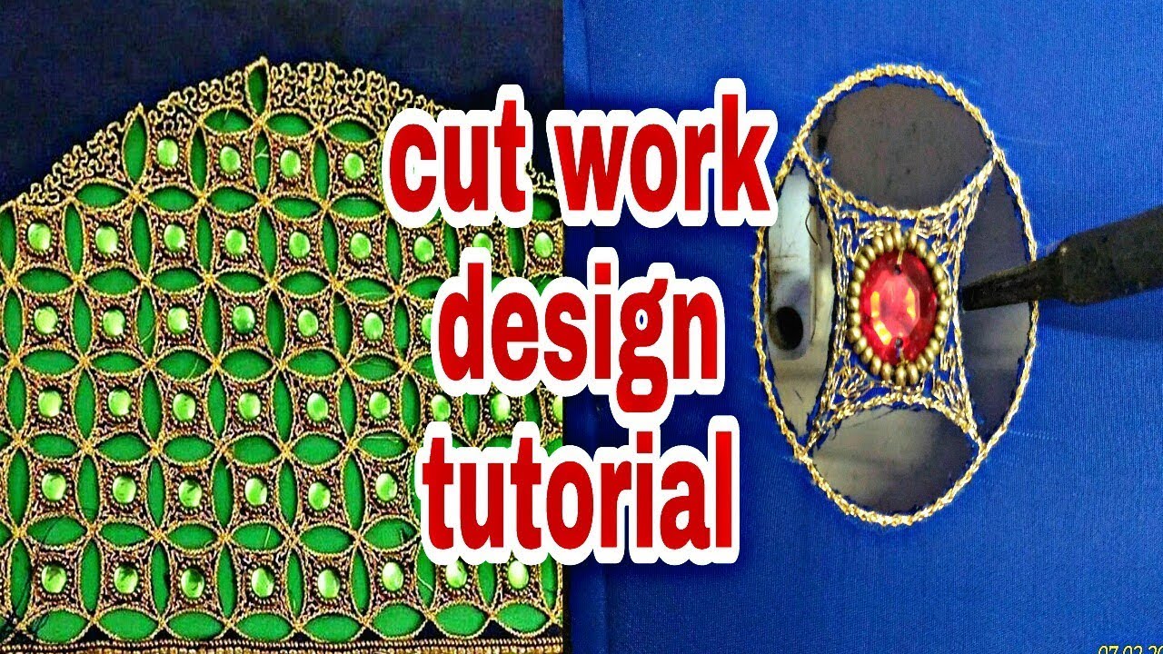 Cut work sleeve design tutorial | Aari embroidery | Hand embroidery