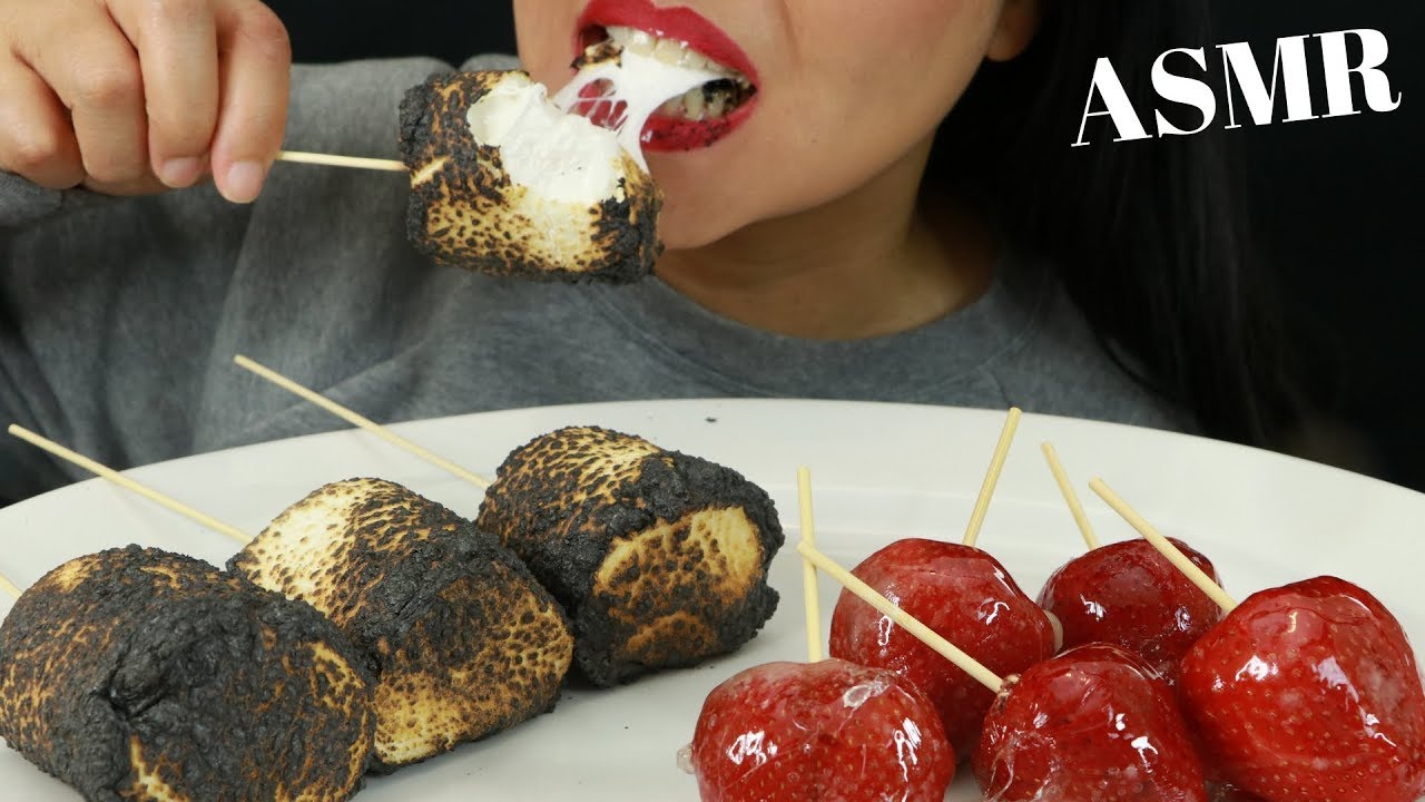 CANDIED STRAWBERRIES & ROASTED MARSHMALLOWS ~ ASMR (No Talking)