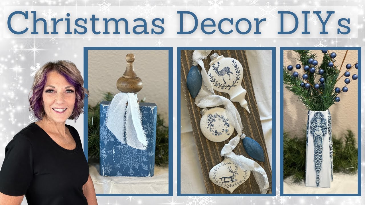 Shabby Rustic Christmas Decor DIY Crafts /Blue and White/Scrap Wood