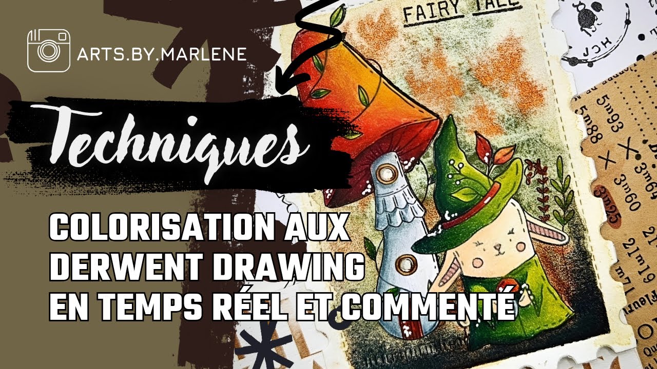 COLORIAGE EN TEMPS REEL AUX DERWENT DRAWING Timbre Doudou d'Halloween Chou and Flowers
