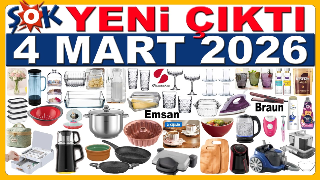ŞOK 4 MART 2026 | ELEKTRİKLİ EV ALETLERİ | ŞOK ZÜCCACİYE CAM ÜRÜNLER | ŞOK AKTÜEL İNDİRİMLER