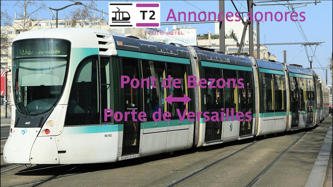 Annonces sonores Tram T2 de Paris Pont de Bezons à Porte de Versailles
