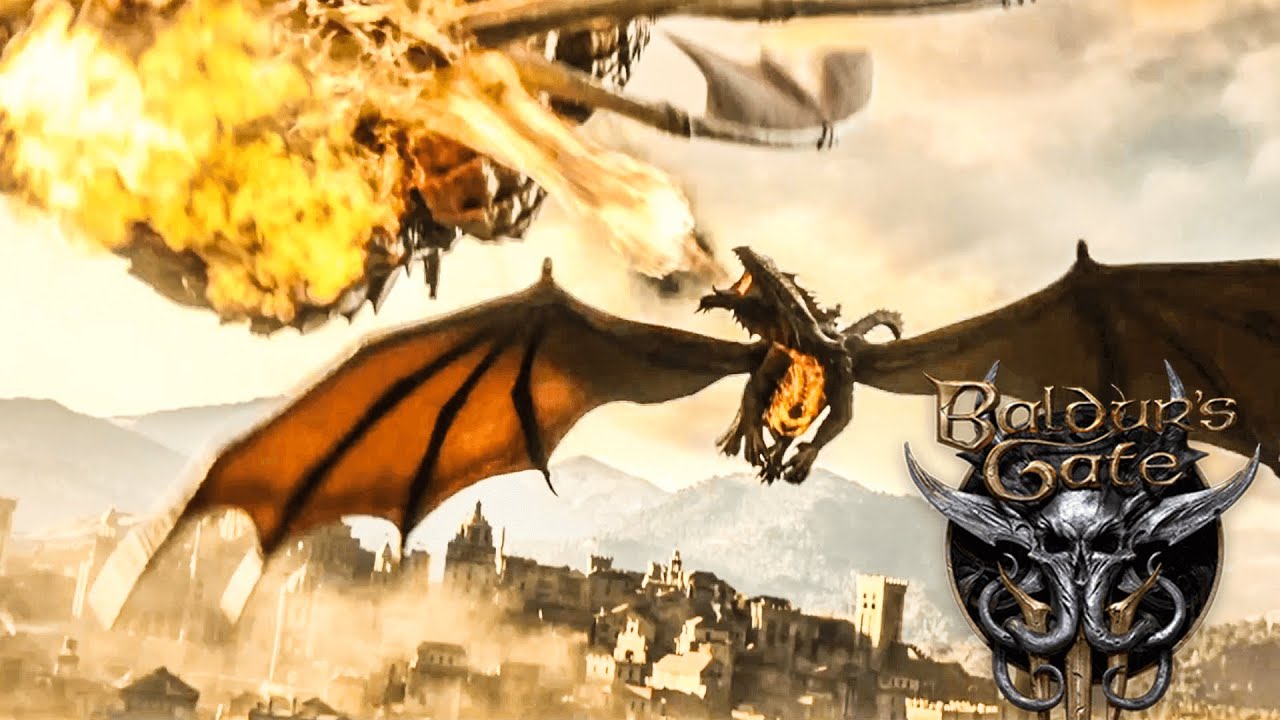 Dragons vs Octopus Fight Cinematic Baldur's Gate 3