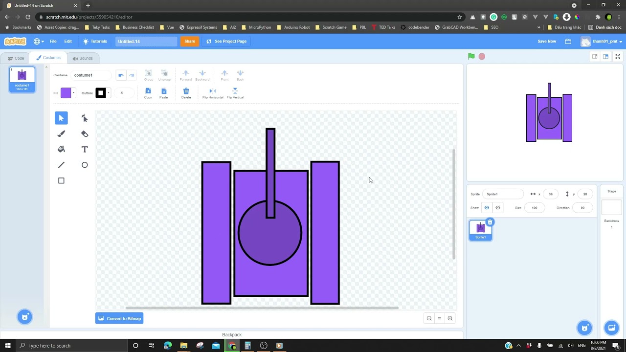 [Scratch 3.0 Battle Tank v1] Design and Program A Simple Tank That Can Move In Scratch 3
