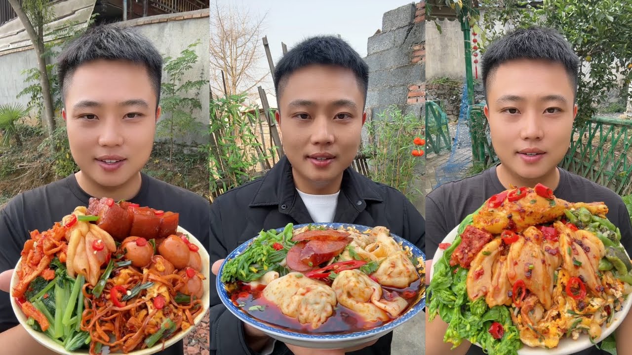 Yummy #44 Eat Meat 🍖🥓🫑🌶️🦑🍲, chicken 🍗🍗, Shrimp 🦐🦐.. #mukbang #eatingshow #delicious 