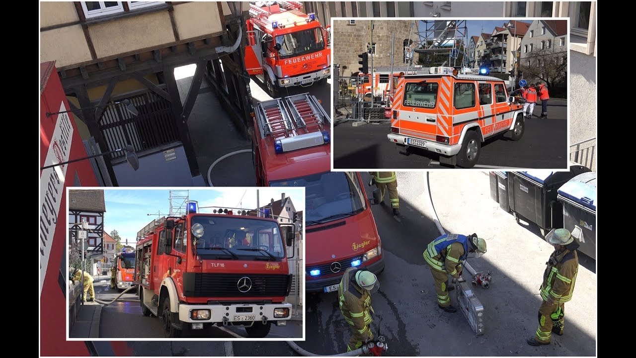 BRAND in TIEFGARAGE am MARKTPLATZ in ESSLINGEN - Feuerwehr im Brandeinsatz | [E]