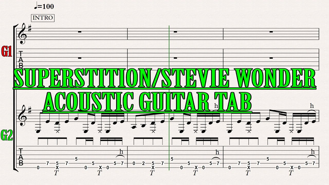 SUPERSTITION/ STEVIE WONDER/MY TAB FOR GUITAR (SONG FOR ACOUSTIC) #20