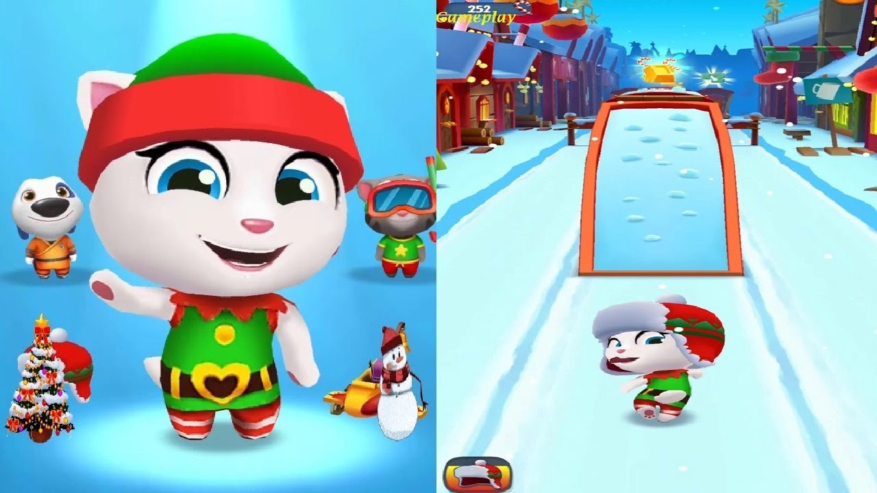 Talking Tom Gold Run New Update Christmas 2024  ELF ANGELA Catch the Raccoon