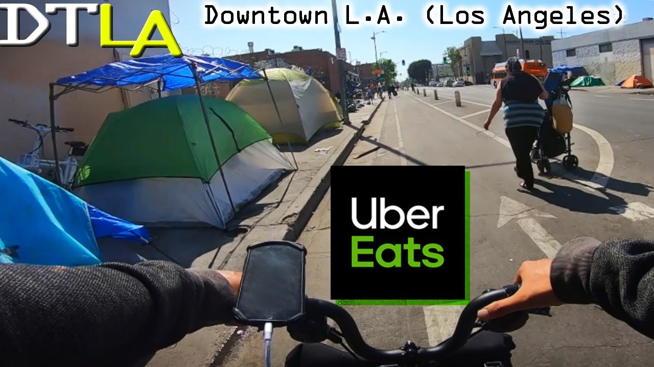 Uber Eats Bike Food Delivery in Downtown LA Los Angeles (DTLA) Sunday Morning 🚲 Part 5