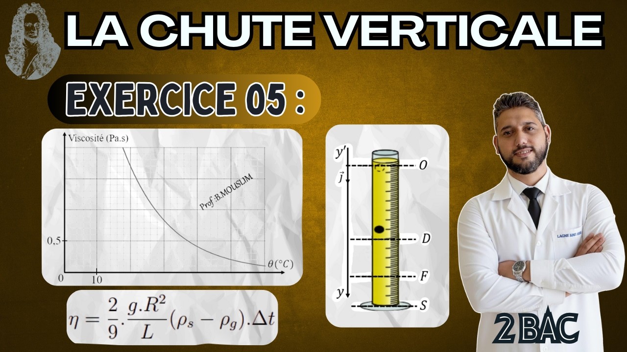 Chute verticale🔸Exercice 05🔸Mécanique🔸2 bac BIOF PC / SM🔸Prof Mouslim🔸IMPORTANT