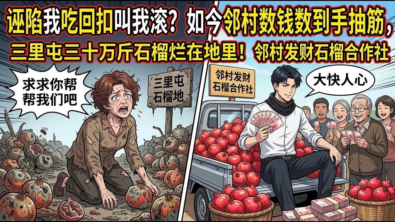 【農夫與蛇】诬陷我吃回扣叫我滚？如今邻村数钱数到手抽筋，三里屯三十万斤石榴烂在地里！#爽文 #打臉 #逆襲 #漫剧 #心動甜言