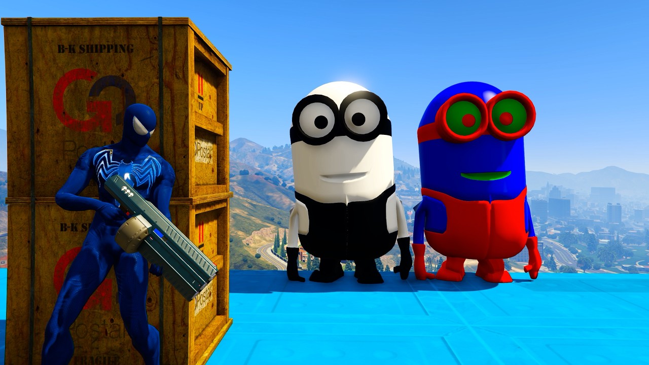 GTA 5 Funny Ragdoll Spiderman vs Blue Minion Epic Episode #45