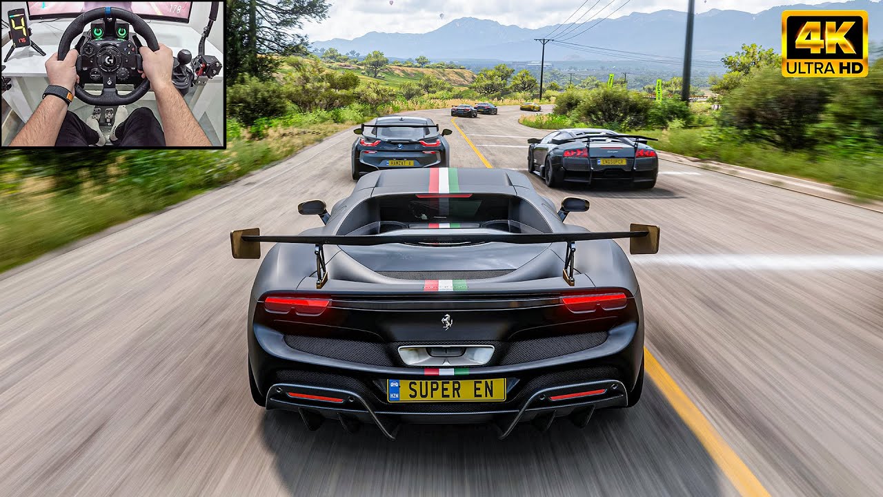 Ferrari 296 GTB VS Supercars - Forza Horizon 5 | Logitech G923 Steering Wheel