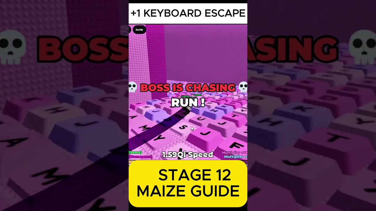 Stage 12 Maze Guide | +1 Speed Keyboard Escape  #roblox