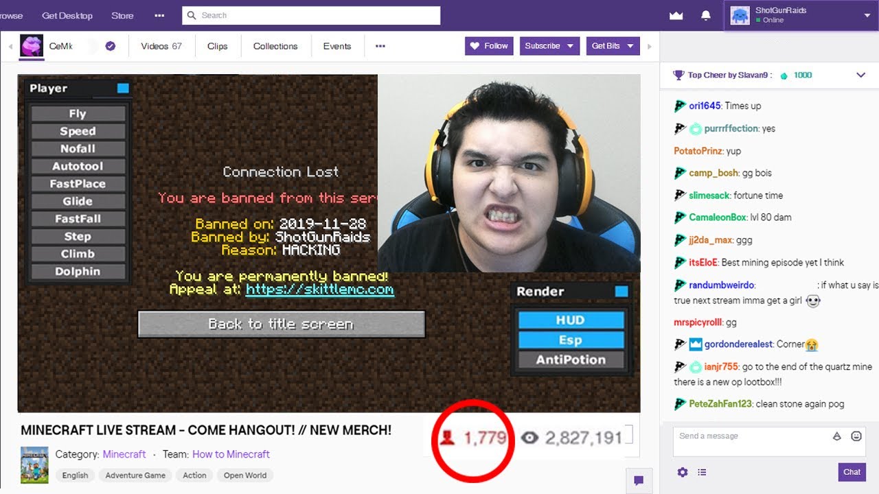 Getting Twitch Streamer BANNED for HACKING AGAIN on my Minecraft server LIVE..