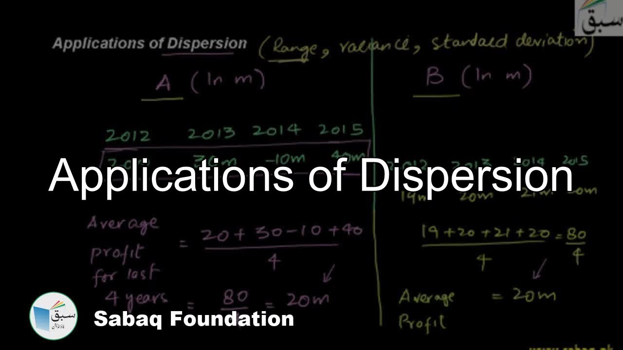 Applications of Dispersion, Statistics Lecture | Sabaq.pk
