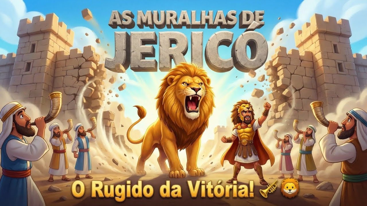 AS MURALHAS DE JERICÓ: O Rugido da Vitória! 🎺🦁 Josué e a Tribo de Judá - Desenho bíblico
