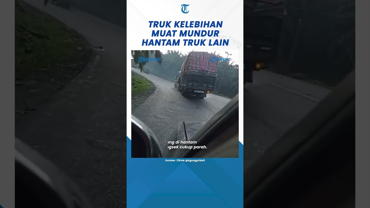 Detik-detik Kecelakaan Truk Kelebihan Muat Mundur Hantam Truk di Belakang #shorts