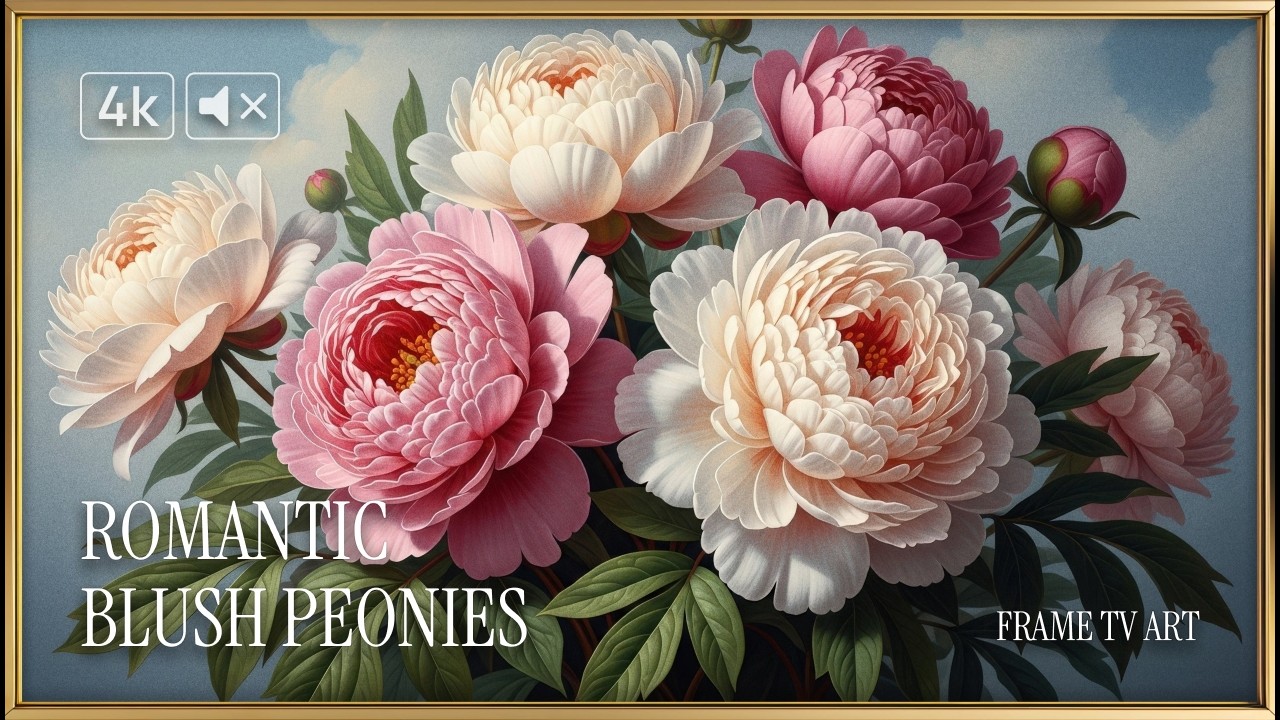 Romantic Blush Peonies Art 4K | Elegant Floral Screensaver Frame TV Art | No Music