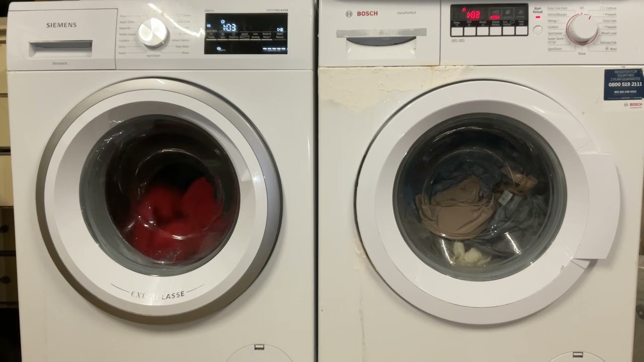 Wash Race Siemens WM14T492GB/72 Vs Bosch WAK28260GB/11 Rapid 60 60’c Vs Cottons 60 Speedperfect