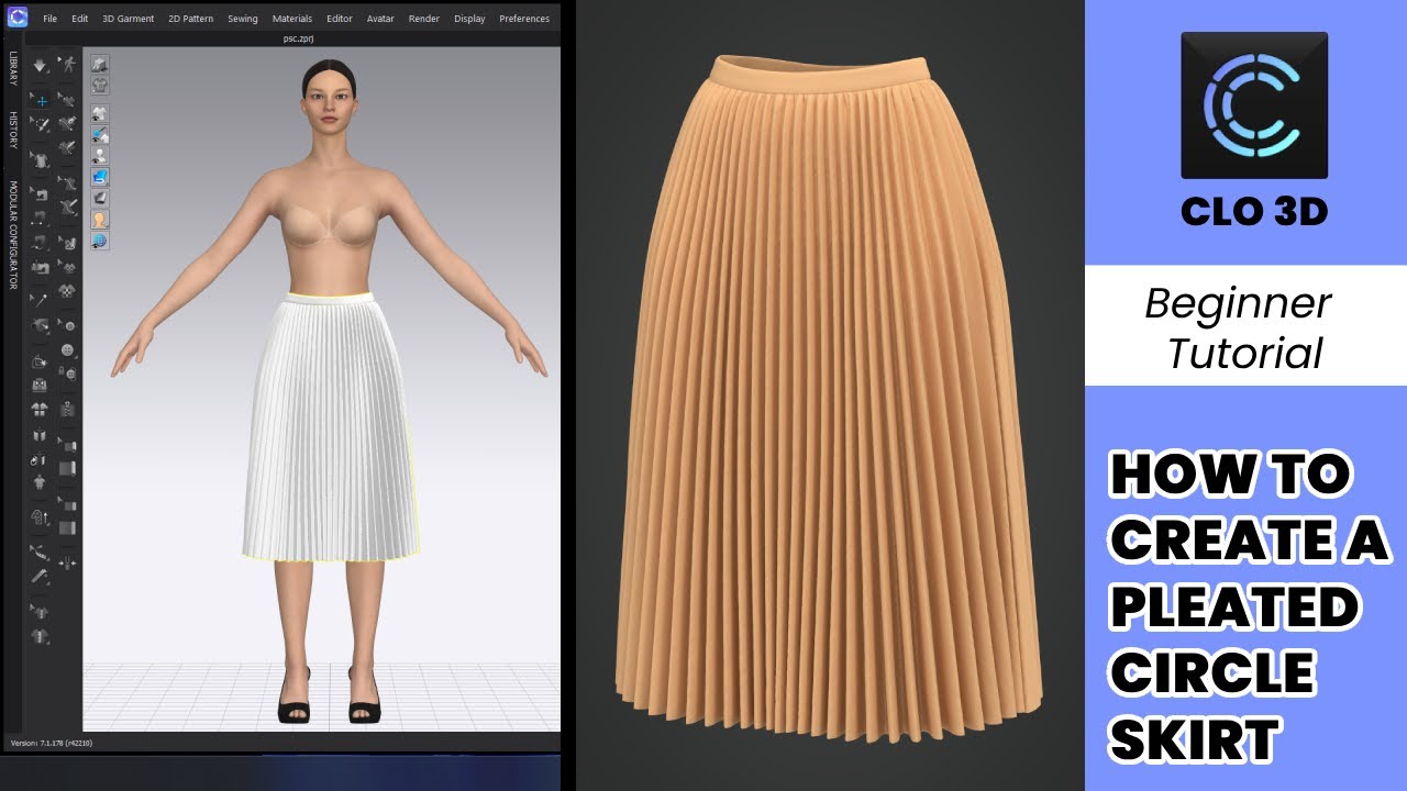 How to create a Pleated Circle Skirt in CLO3D / MARVELOUS DESIGNER episode 04