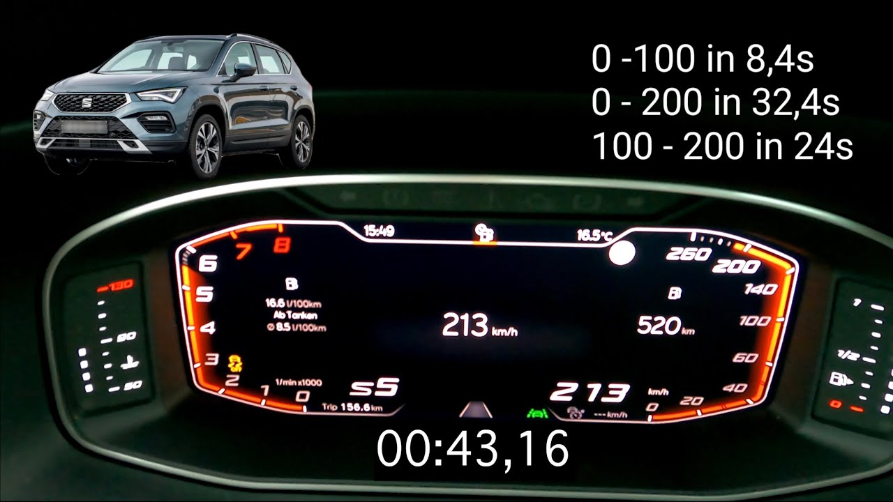SEAT ATECA FR 1.5 TSI 110 kW (150hp) ACCELERATION 0-213 km/h | TOP SPEED