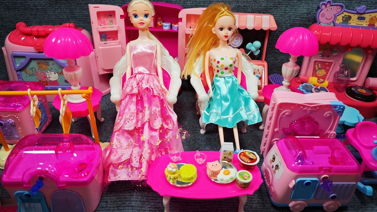 11 Minutes Satisfying with Unboxing Fancy Barbie Bedroom Collection Review | ASMR (no music)