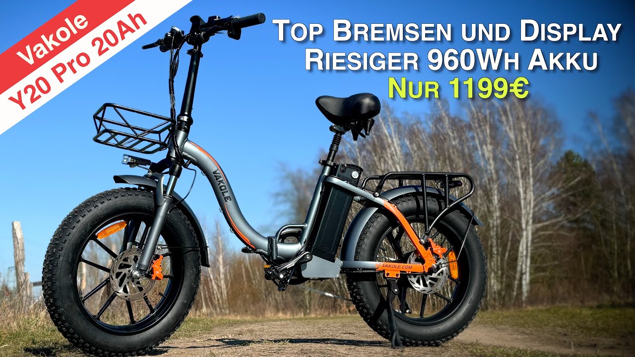 ⚡️Aktuelles Schnäppchen ⚡️Vakole Y20 Pro 🚴🏼‍♂️ Falt-Fat-Bike mit riesigem Akku und tollem Display