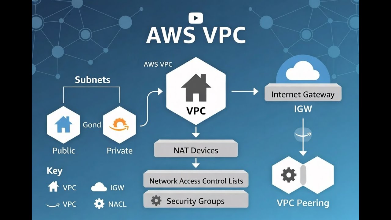 Компоненты AWS VPC, VPC, подсети, IGW, NAT-устройства, NACL, группы безопасности, объяснение прин...