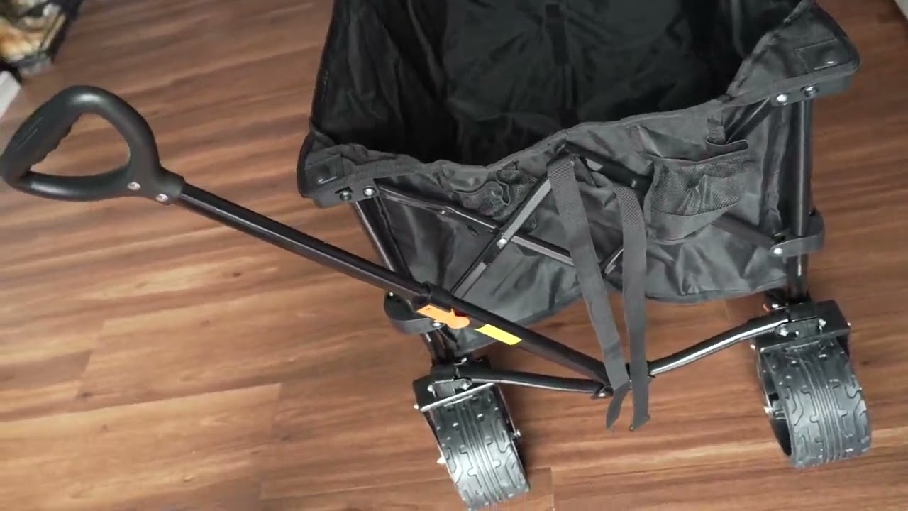 Large Collapsible Extended Beach Wagon Cart 300L, 440lbs Weight Capacity Heavy Duty Foldable Wagon
