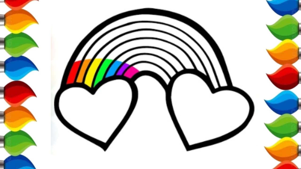 How to Draw a Rainbow with Heart-Shaped Clouds | Step by Step Drawing Tutorial