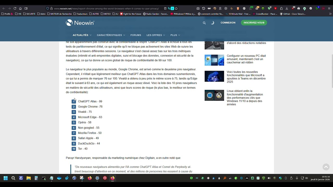 #Navigateur#Selon une étude le pire navigateur est 🤔