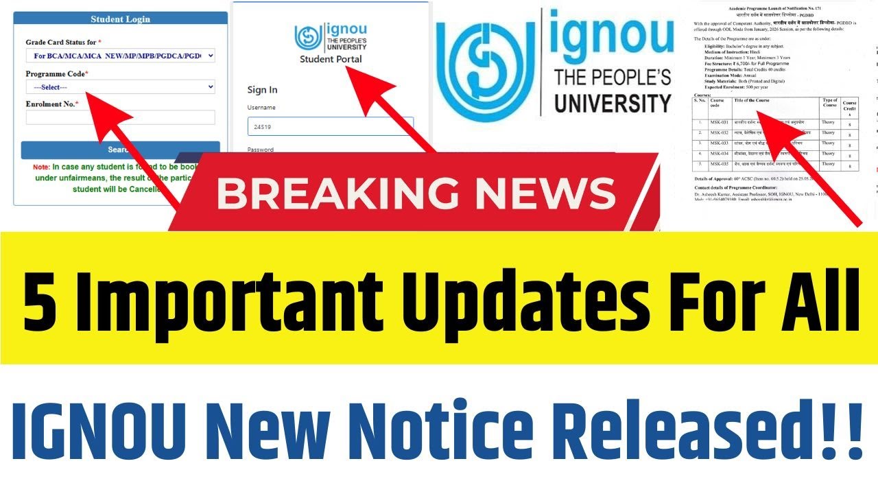 IGNOU New Update Today || IGNOU Innovator Mahotsav 2026 || IGNOU Grade Card || New Programme Launch