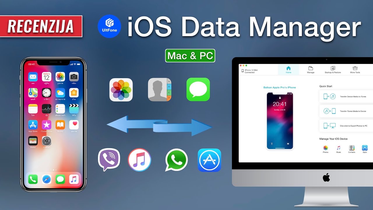 iOS Data Manager za PC & Mac | Dokumenti - Kontakti - Slike - Viber - WhatsApp | Transfer i Backup