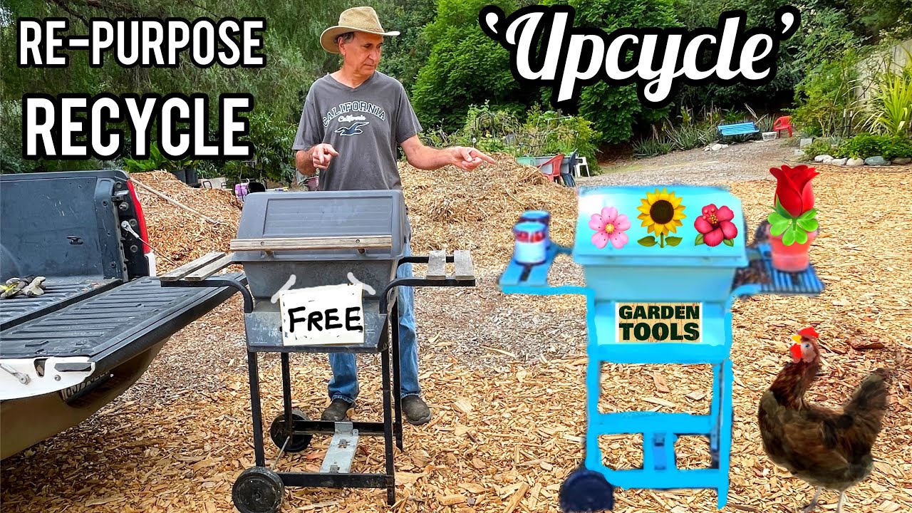 Turn a Free BBQ into a Portable Toolbox or Potting Bench Repurpose Junk into Functional Garden Art