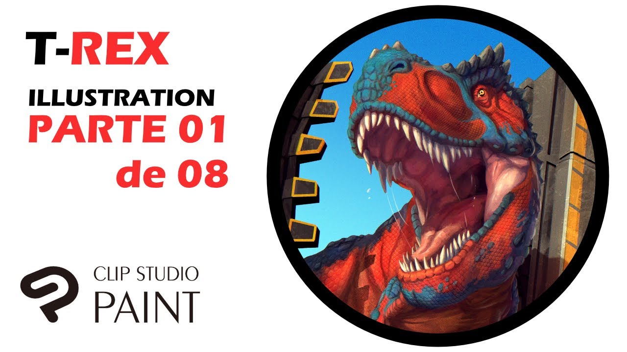 T-Rex Breakout – Digital Illustration Process 🦖| Parte 01 de 08