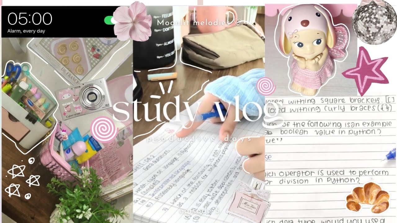 STUDY VLOG - Evening vlog , desk setup , waking up at *5am*, studying , *updates*🔮|moonlit melodies♡