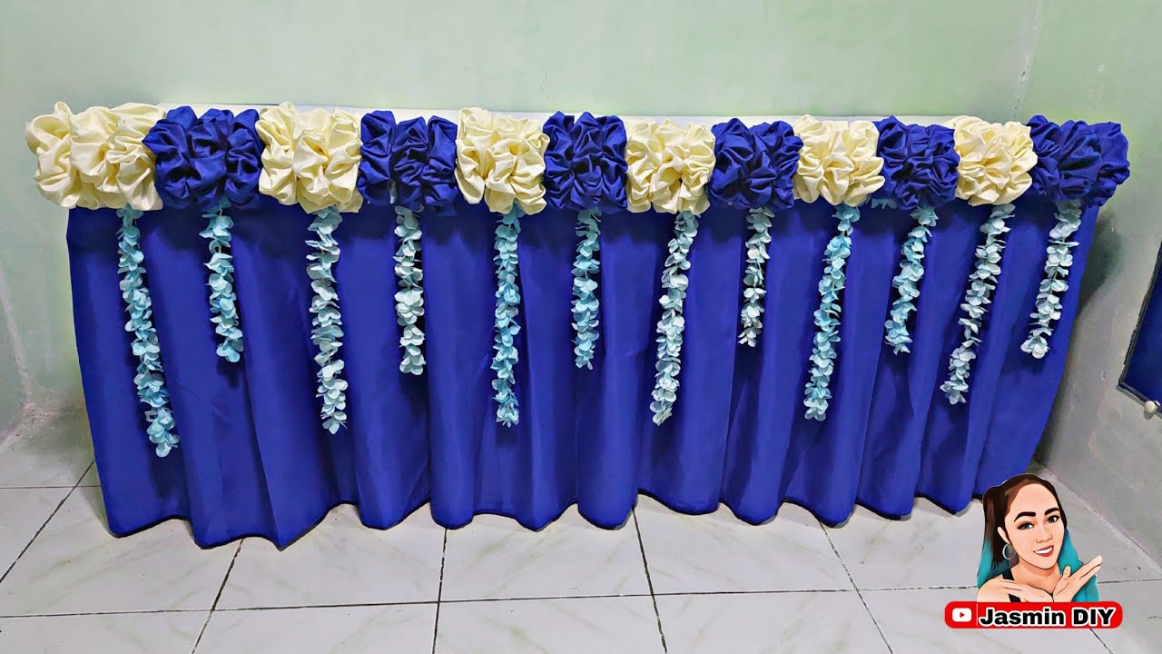 ALTERNATE COLOR TRIPLE ROSE FOLD ON TOP  Full Video Tutorial TABLE SKIRTING DESIGN
