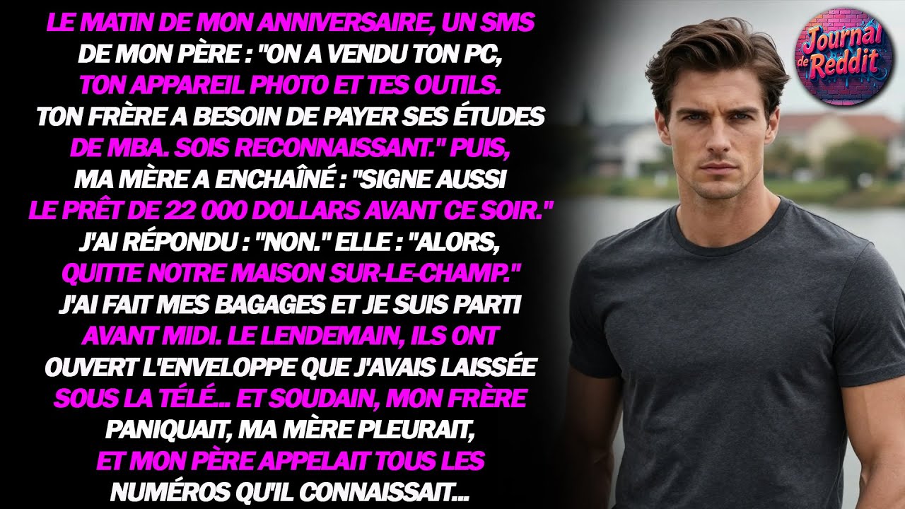 Le matin de mon anniversaire, papa m'a envoyé un SMS : « Nous avons vendu ton PC, ton appareil photo
