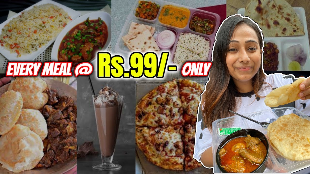 Eating Every Meal at Rs.99/- only😲 | Budget Food Challenge | Tasting Different Cloud Kitchen Food
