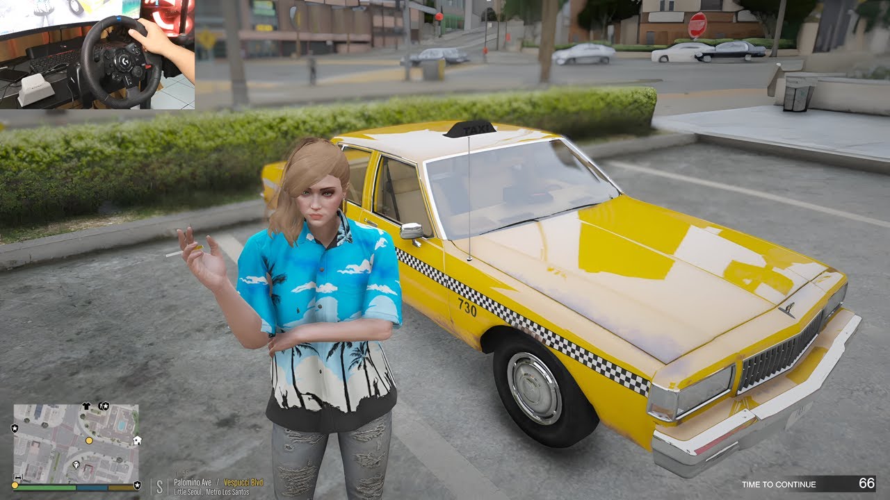 Gta 5 Let's Go To Work As Female Rusty Cab Taxi Driver - G923 Steering Wheel!