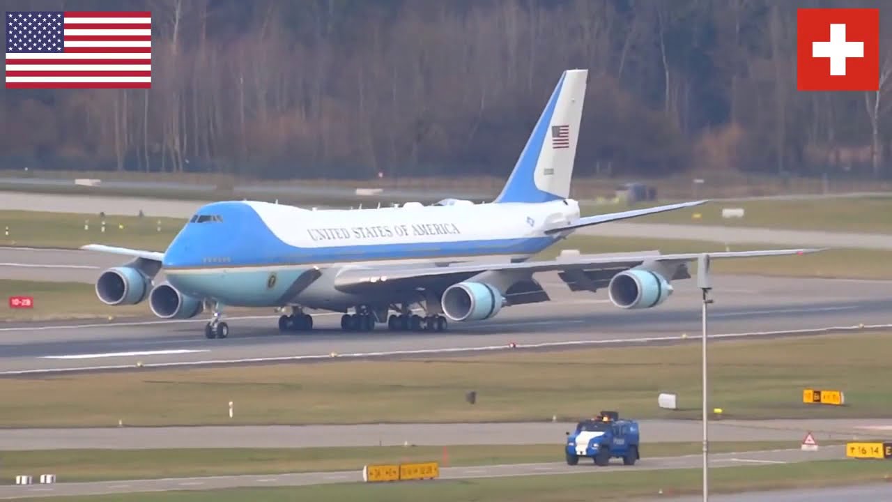 Airforce One (with Mr. Trump is landing in Zurich for the WEF 2018 (World Economic Forum).