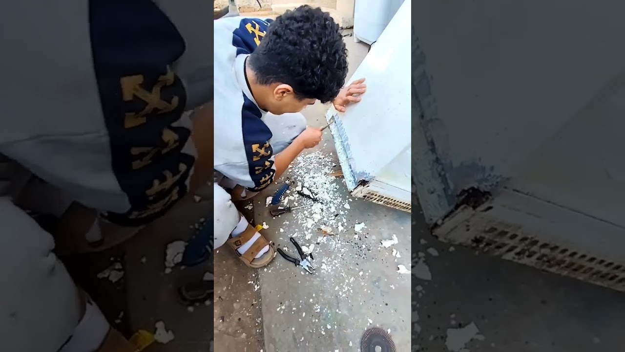 معلومه في دقيقه..طريقه عمل السمكره واللحام لثلاجة ٢ باب الاسكا ديفرست