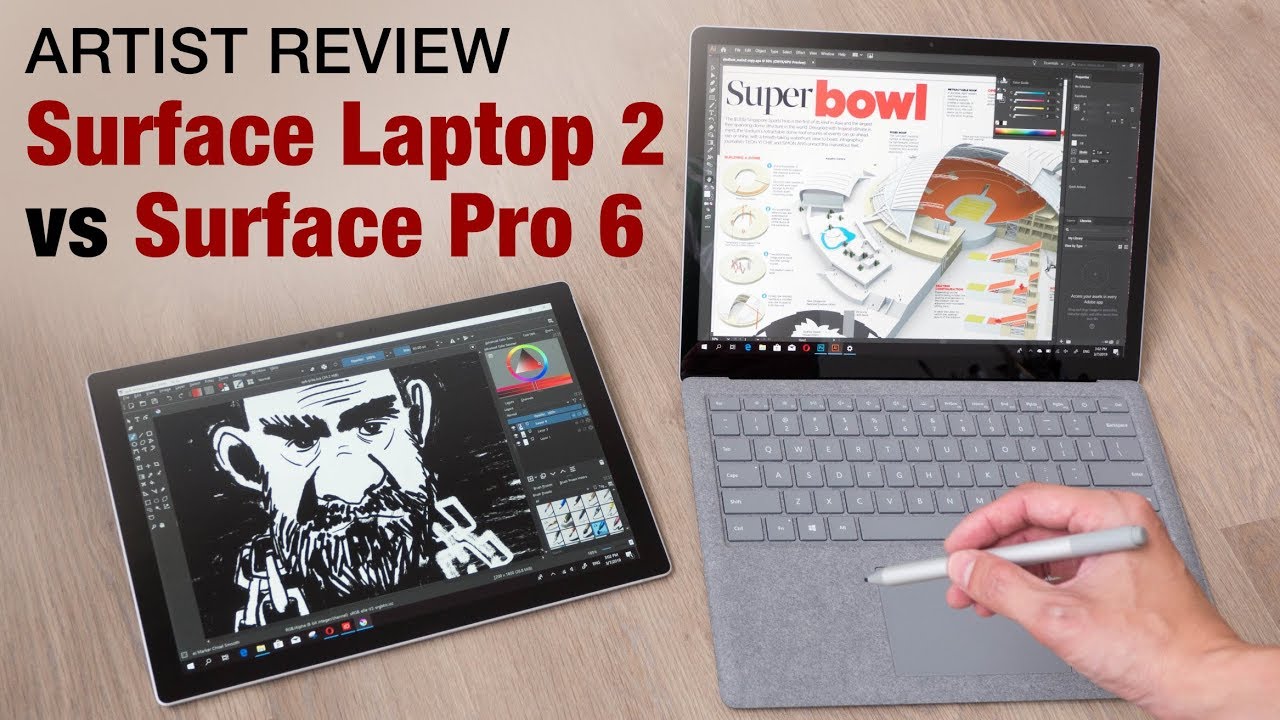 Surface Laptop 2 против Surface Pro 6 (обзор художника)