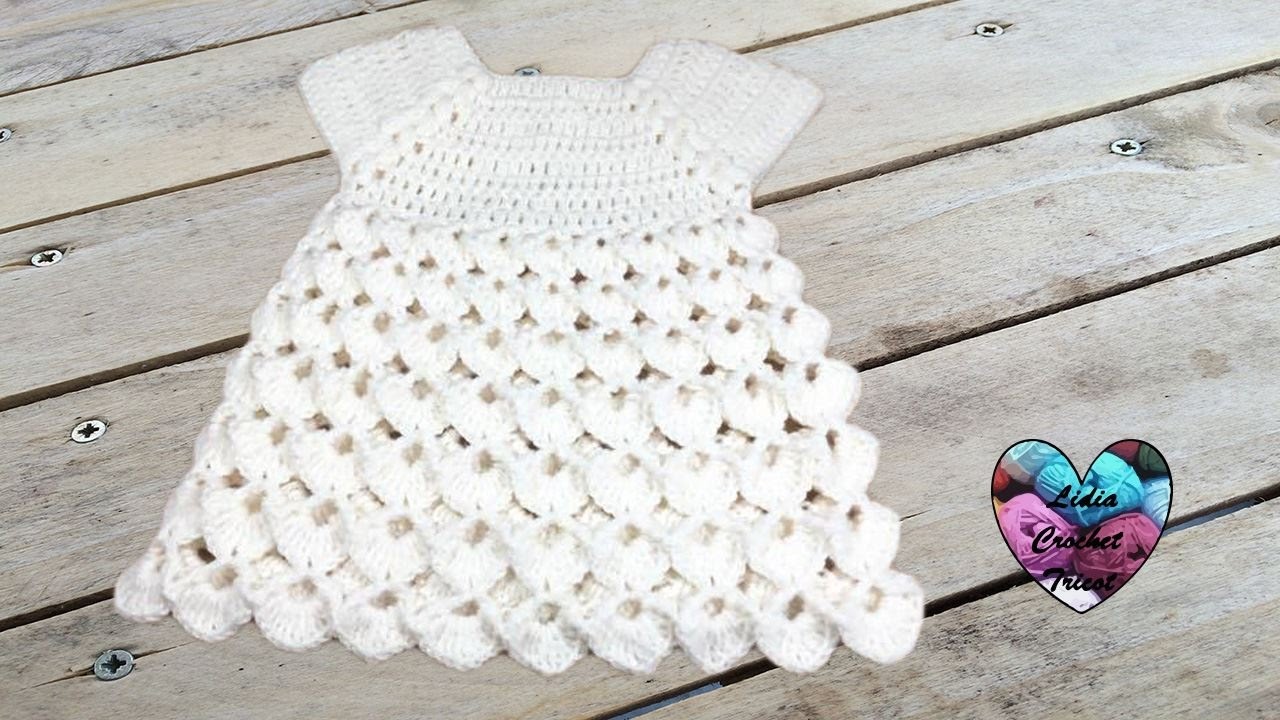 Robe point en relief crochet toutes tailles / Dress all sizes crochet (english subtitles)