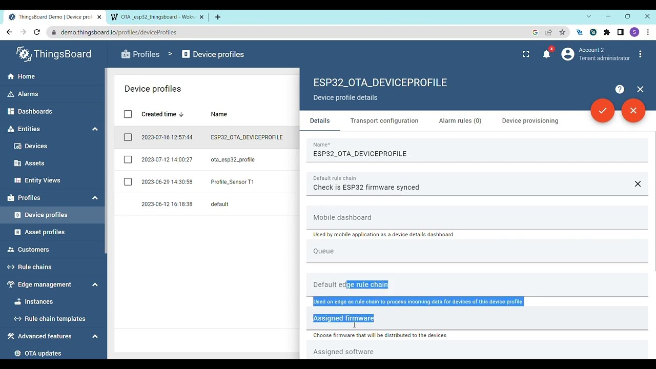 OTA Firmware Upgrade with ThingsBoard and ESP32..