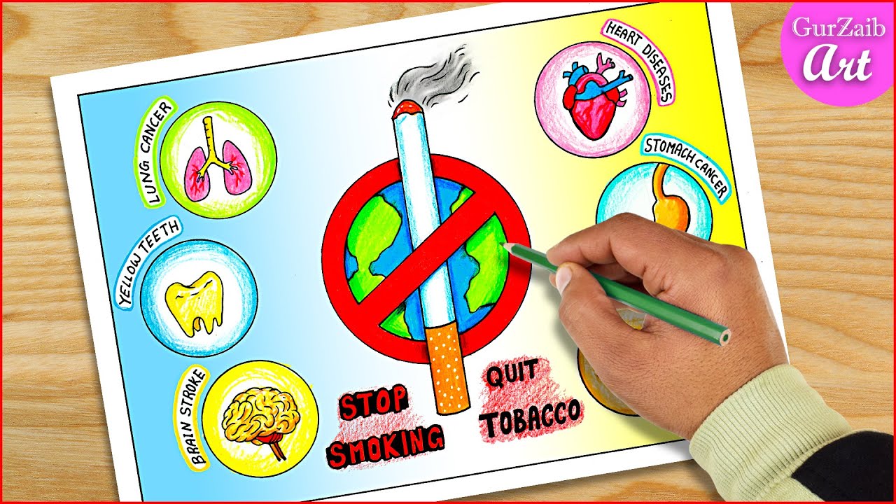 No tobacco day poster drawing / No smoking easy chart project idea