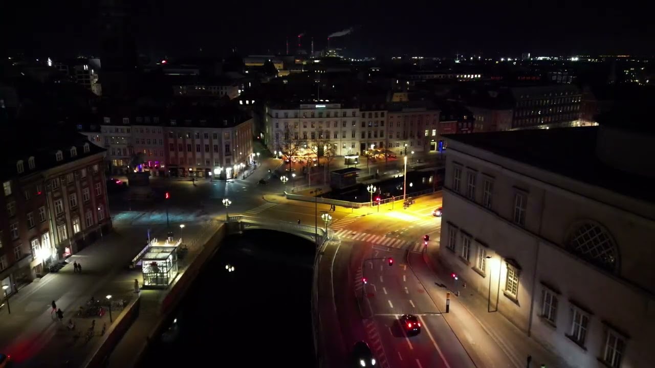 COPENHAGEN 4K | Denmark by Drone at Nighttime in Spring