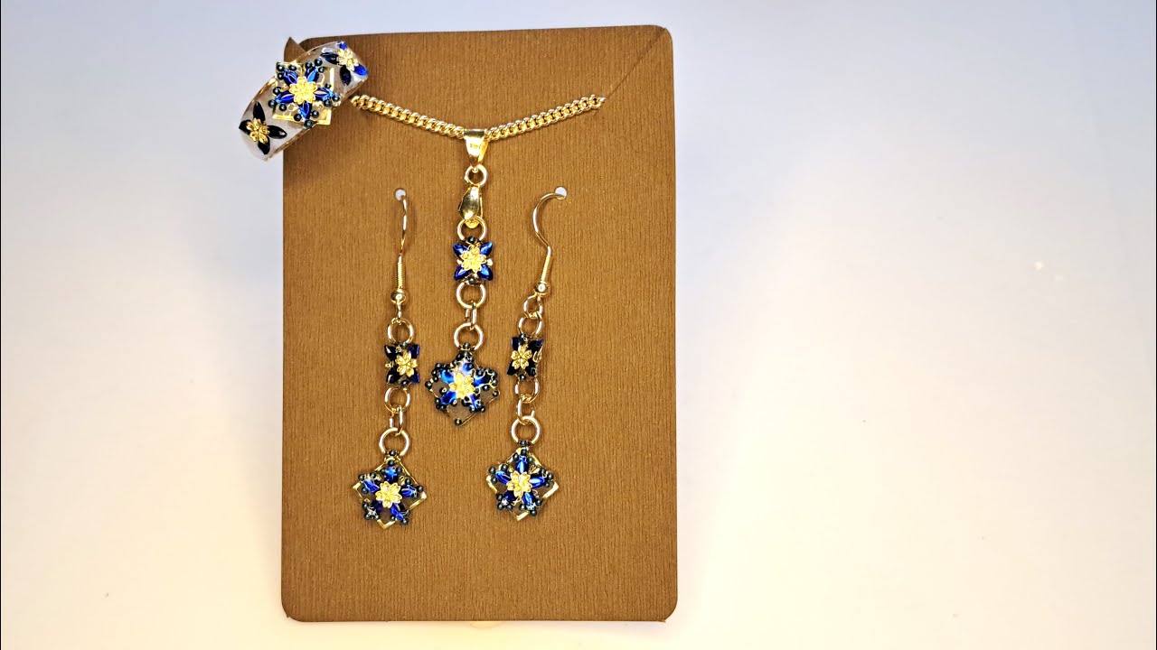 SPECIAL - UV Resin - Royal Blue Flowers - Jewelry Set - Ring, Earrings, Pendant #uvresin #diy #tuto
